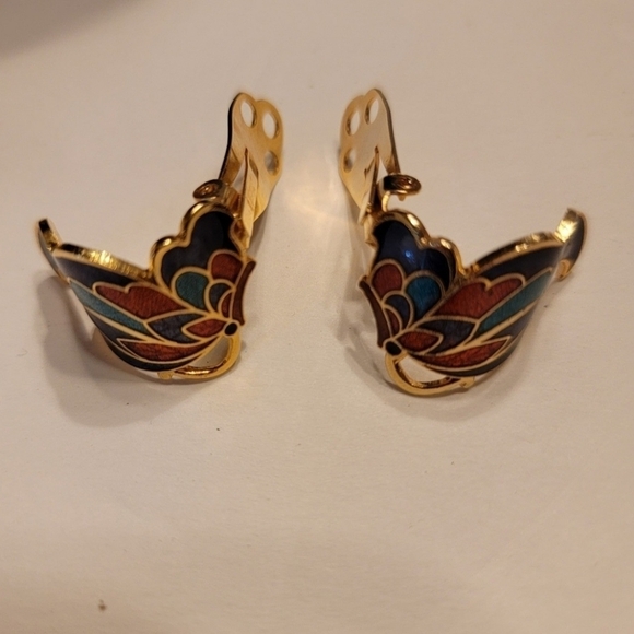 Vintage Cloisonne Butterfly Wing Clip On - Picture 6 of 7